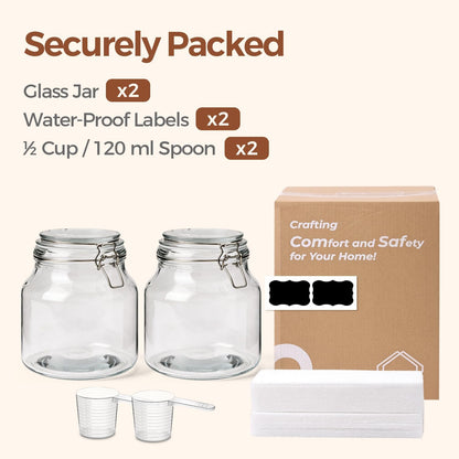 ComSaf 3-Pack 68oz 13-Inch Tall Glass Pasta Containers for Spaghetti & Long Pasta, Slender Airtight Canisters for Vertical Pantry Organization, Food Storage Jars for Linguine & Breadsticks