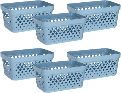 Glad Plastic Baskets for Organizing, Set of 6 | Pantry Storage for Under Counter, Linen Closet, and Bathroom | Nesting Shelf Bins with Handles, 1 Gallon, Grey