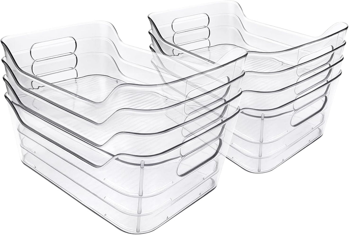 Acrylic Pantry Storage Bins, Storage Bins for Cabinets, Clear Bins for Pantry, Cabinets, Organizing, Fridge, Kitchen (7.9” x 5.5” x 3.2”)