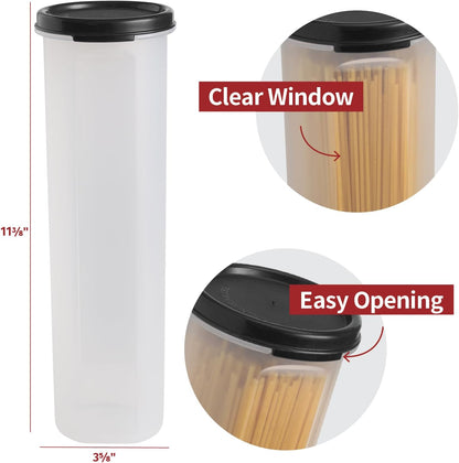 Tall Clear Spaghetti Pasta Container Storage With Lid.Multi-Purpose Kitchen Pantry Organization And Food Storage For Noodles Beans Straws - Airtight Leakproof Spaghetti Keeper BPA Free 37 oz.