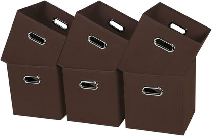 Black Fabric Cubby Storage Bins，13x13x13 Inches ，Cube Organizer Bin Foldable Storage Boxes with Dual Handles Fabric Organizer Box and collapsible Storage basket，Set of 3 ，Black