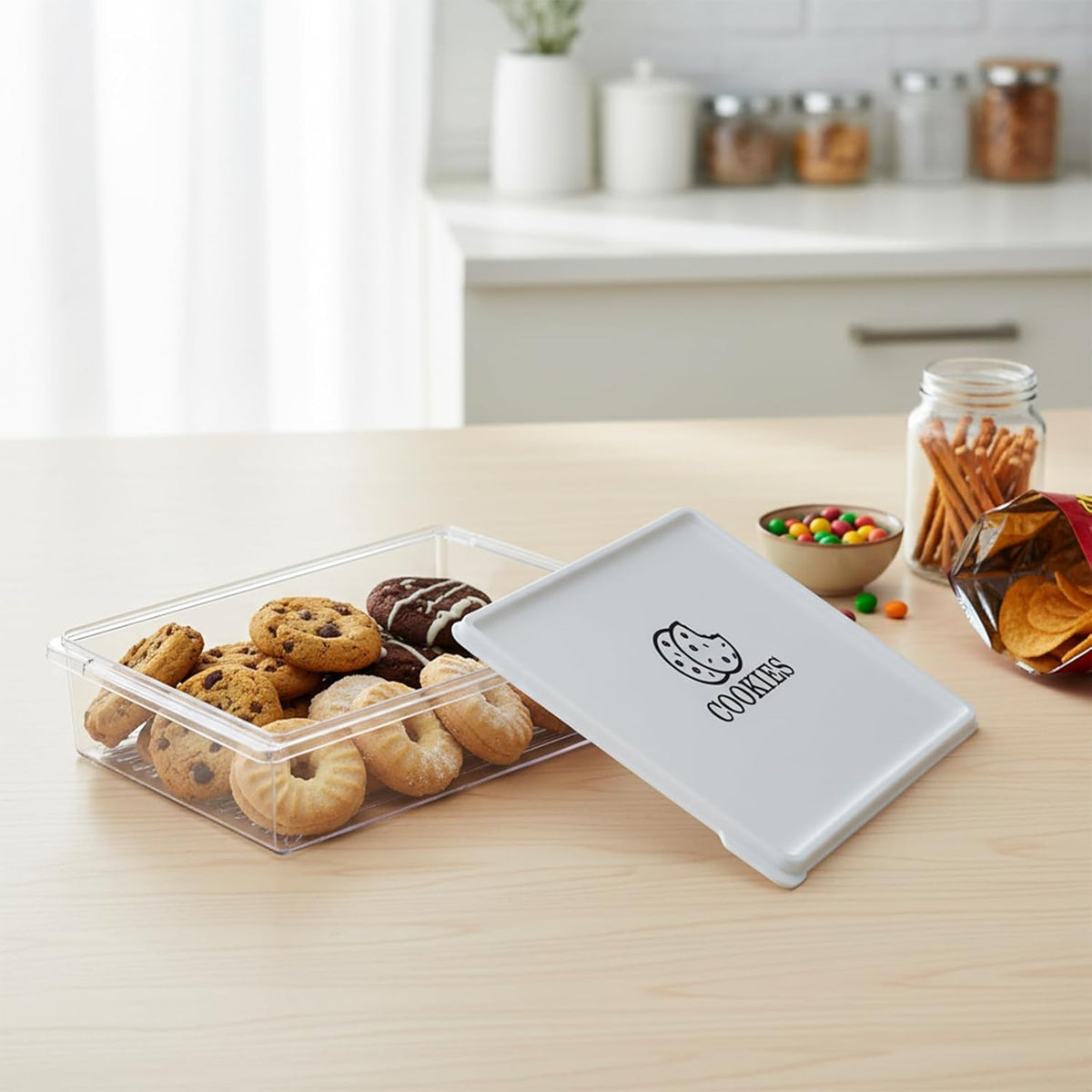 2 Pack Cookie Storage Container Airtight,BPA-Free Cookie Carrier,Stackable Plastic Cookies Jar,Cookies Holder Box Drawer Keeper for Baked Biscuits,Seafood,Vegetables,Desserts, Snacks,Dumplings