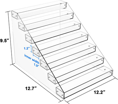Tiered Spice Rack Acrylic, 7 Tier Clear Spice Rack Organizer for Cabinet, Vertical Spice Rack Shelf Durable Kitchen Seasoning Organizer for Countertop, Cabinet, Pantry, Kitchen Storage (7 Tier)