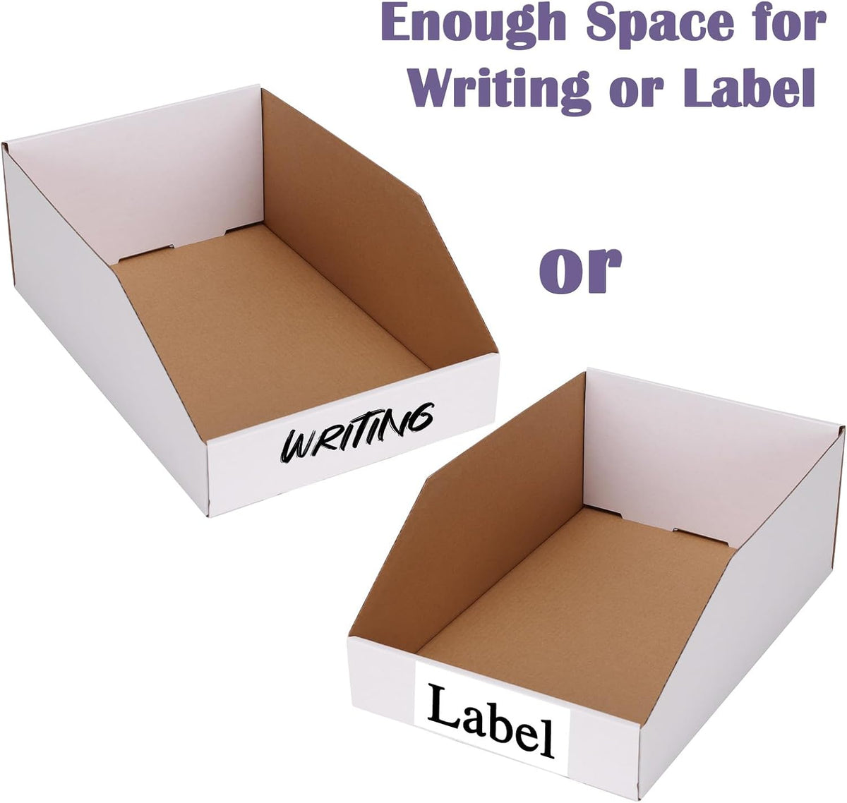 EXYGLO Cardboard Boxes, Pack of 35 Corrugated Storage Bins 12x6x4.5 inch Pantry Organizer Bins for Shelves Garage Office Organization