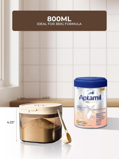 Formula Container to Go- 1700ml Pop Top Milk Powder Container, BPA-Free Airtight Formula Dispenser with Scoop and Scraper, 21OZ, 1.32LB, 600g, Clear
