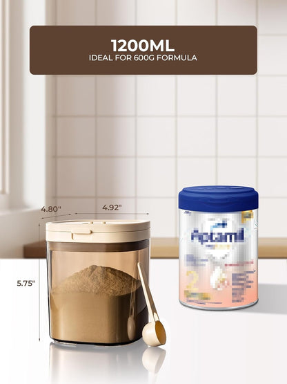 Formula Container to Go- 1700ml Pop Top Milk Powder Container, BPA-Free Airtight Formula Dispenser with Scoop and Scraper, 21OZ, 1.32LB, 600g, Clear