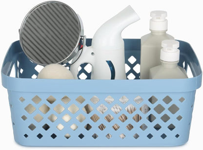 Glad Plastic Baskets for Organizing, Set of 6 | Pantry Storage for Under Counter, Linen Closet, and Bathroom | Nesting Shelf Bins with Handles, 1 Gallon, Grey