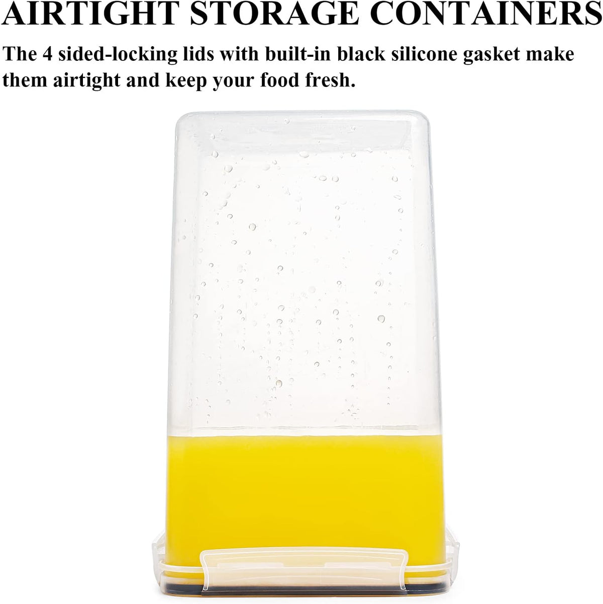 Wildone Large Food Storage Containers 5.2L /175oz, 4 Piece BPA Free Plastic Airtight Food Storage Containers for Flour, Sugar, Baking Supplies, Kitchen & Pantry Containers with 20 Labels