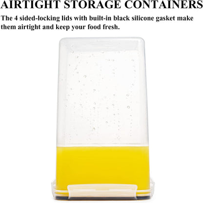 Wildone Large Food Storage Containers 5.2L /175oz, 4 Piece BPA Free Plastic Airtight Food Storage Containers for Flour, Sugar, Baking Supplies, Kitchen & Pantry Containers with 20 Labels