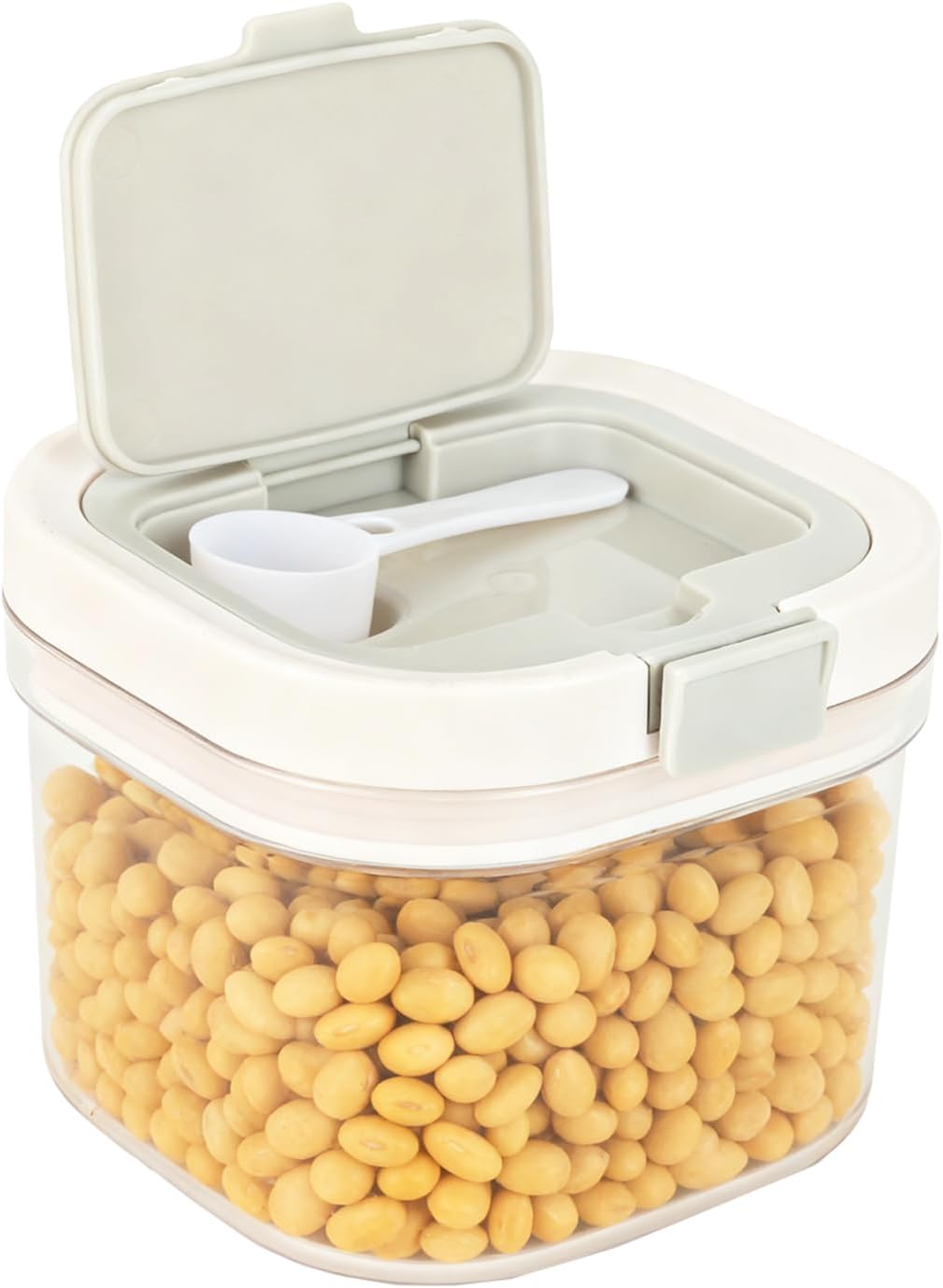 Airtight Food Storage Container, 44oz Moisture-Proof Canister with Measuring Spoon for Coffee, Protein Powder, Sugar, Flour, Cereal, Kitchen & Pantry Organization (1300ML)