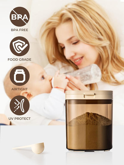 Formula Container to Go- 1700ml Pop Top Milk Powder Container, BPA-Free Airtight Formula Dispenser with Scoop and Scraper, 21OZ, 1.32LB, 600g, Clear
