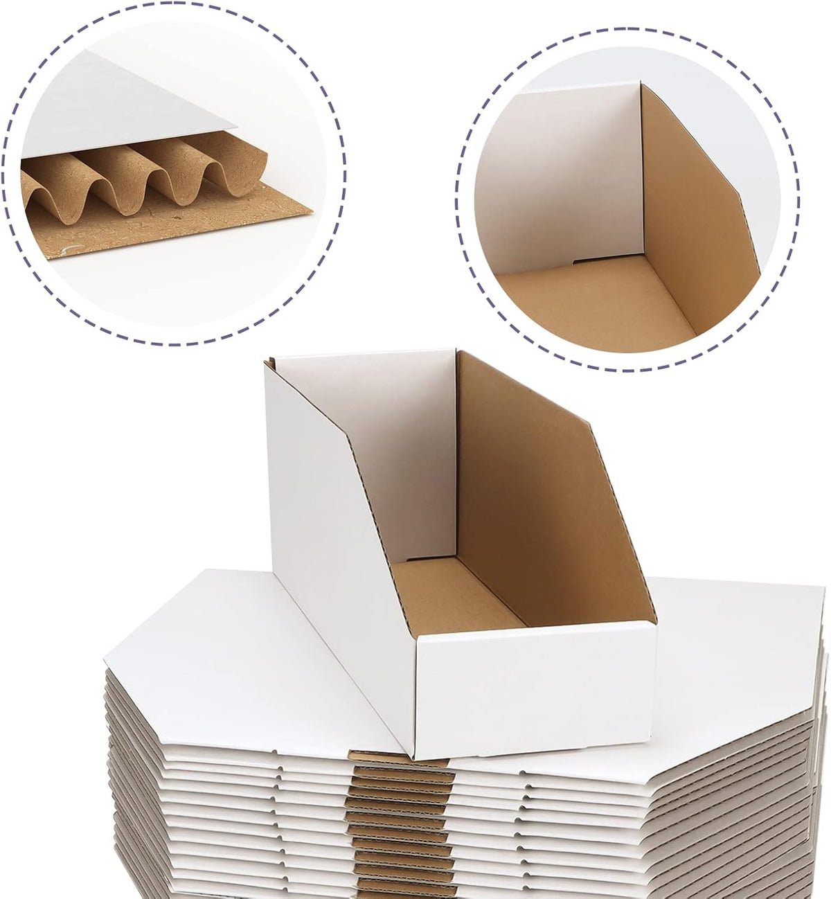 EXYGLO Cardboard Boxes, Pack of 35 Corrugated Storage Bins 12x6x4.5 inch Pantry Organizer Bins for Shelves Garage Office Organization