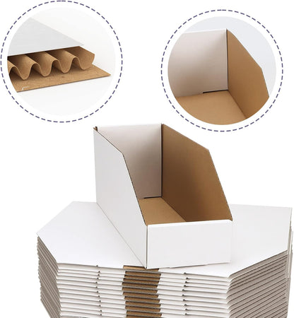 EXYGLO Cardboard Boxes, Pack of 35 Corrugated Storage Bins 12x6x4.5 inch Pantry Organizer Bins for Shelves Garage Office Organization