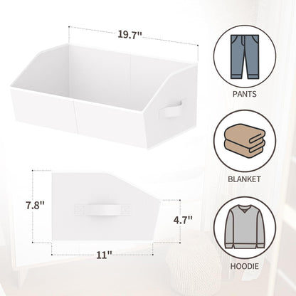 Homsorout Closet Organizers Bins 6 Packs - Large Closet Shelf Organizer with Handles, Fabric Trapezoid Storage Bins, Collapsible Storage Cubes for Clothes, Towels, Light Gray