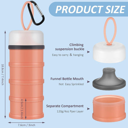 Baderke 2 Pcs Protein Powder Container with Funnels Stand, 4 Stackable Leakproof Protein Powder Dispenser, Portable Keychain Powder Container for Workout, Fitness, Travel(Gray, White)