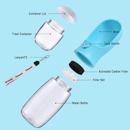 Cibaabo Dog Water Bottle with Food Container, Travel Puppy Water Bowl, Portable Pet Dispenser, Girl Dog Mom Gifts Accessories Stuff Essentials Necessities for Yorkie Chihuahua Cat Walking and Hiking