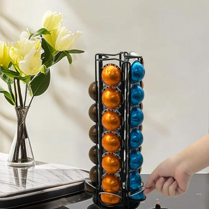 Miuly Coffee Capsule Holder For Nespresso Vertuoline, Coffee Capsule Stands Rotating Pod Rack holds 28 Nespresso Vertuo Pods, Black