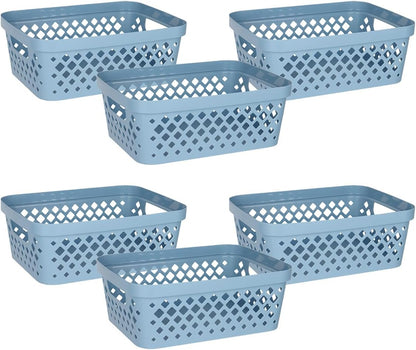 Glad Plastic Baskets for Organizing, Set of 6 | Pantry Storage for Under Counter, Linen Closet, and Bathroom | Nesting Shelf Bins with Handles, 1 Gallon, Grey