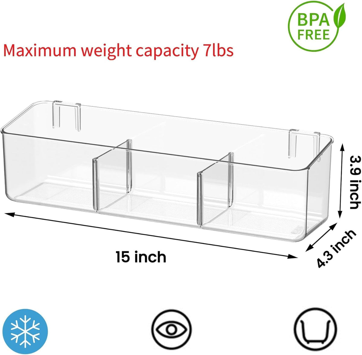 vacane Plastic Adhesive Mount Over Cabinet Door Organizer, Wall Organization Container Makeup Organizer Hanging Basket Bins for Kitchen, Pantry, Craft Room, Office, Space Saving Holder