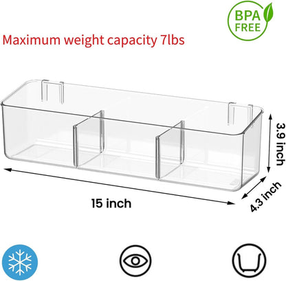 vacane Plastic Adhesive Mount Over Cabinet Door Organizer, Wall Organization Container Makeup Organizer Hanging Basket Bins for Kitchen, Pantry, Craft Room, Office, Space Saving Holder