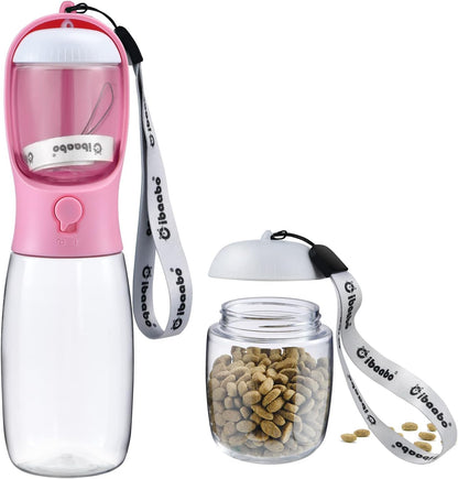 Cibaabo Dog Water Bottle with Food Container, Travel Puppy Water Bowl, Portable Pet Dispenser, Girl Dog Mom Gifts Accessories Stuff Essentials Necessities for Yorkie Chihuahua Cat Walking and Hiking