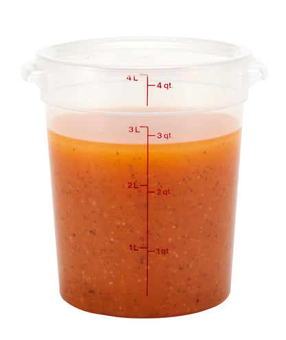 Cambro Food Storage Containers with Lids (BPA-Free) - 4 Quart - Food Grade Buckets with Lids (2 Pack) - For Dough Proofing and Brining (Translucent)