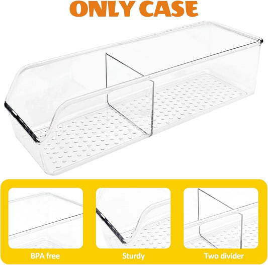 Zebrabox 2 Pack Breast Milk Storage Bottles Solution Set Compatible with Medela for Fridge,Plastic Organizer Bin with Divider for Breast Milk Bags, Food Pouches, Or Baby Food Jars/Containers/Bottles