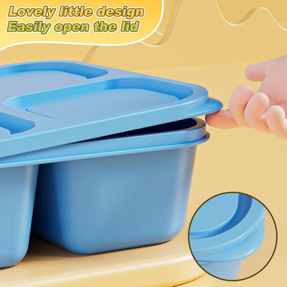Canfanni 6 Pcs Snack Box Container Set, Reusable 3&4 Compartment Meal Prep Snack Containers for Adults Kids Toddler, BPA-Free Divided Lunchable Container for School, Work and Travel (5 Color)