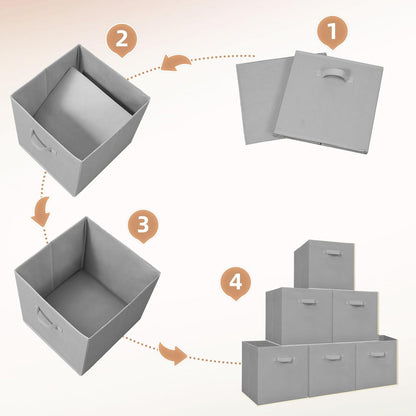 STORAGE MANIAC Storage Cubes, 11 Inch Durable 6 Pack Fabric Foldable Collapsible Bins with Handles for Organization, Closet, Shelves, Offices, Toys, Black