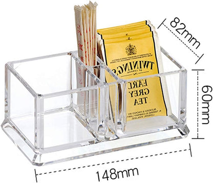Clear Acrylic Two Lattices Tea Bags Holder Coffee Sugar Bag Case Guest Room Storage Boxes YTBH-001