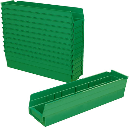 Akro-Mils 30128 Plastic Shelf Bins, Heavy Duty Storage Bins for Garage, Closet, and Drawer Organization, 18-Inch x 4-Inch x 4-Inch, Clear, 12-Pack