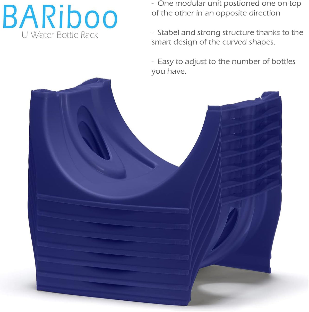 Bariboo Stackable Water Bottle Storage Rack Best Water Jugs 5 Gallon Organizer. Jug Holder for Kitchen, Cabinet and Office Organizing. Reinforced Polypropylene (Silver, 4 No Shelf)