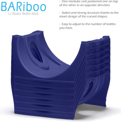 Bariboo Stackable Water Bottle Storage Rack Best Water Jugs 5 Gallon Organizer. Jug Holder for Kitchen, Cabinet and Office Organizing. Reinforced Polypropylene (Silver, 4 No Shelf)