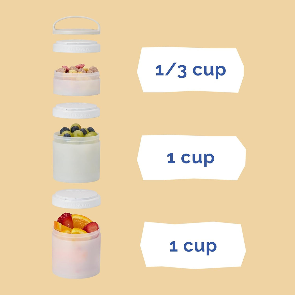 Whiskware Bluey Stackable Snack Containers for Babies, Toddlers, and Kids, 3 Stackable Snack Cups for School and Travel, Cupholder Friendly, Bluey and Bingo! Let’s Do This!