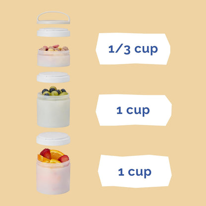 Whiskware Bluey Stackable Snack Containers for Babies, Toddlers, and Kids, 3 Stackable Snack Cups for School and Travel, Cupholder Friendly, Bluey and Bingo! Let’s Do This!