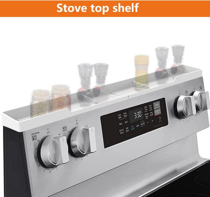 AWOKE Stove Top Shelf 30 Inch - Silicone Material Magnetic Shelf for Stove - 3 Functional Partitions Kitchen Spice Rack Organizer-Black,Kitchen Gadgets Storage Organization