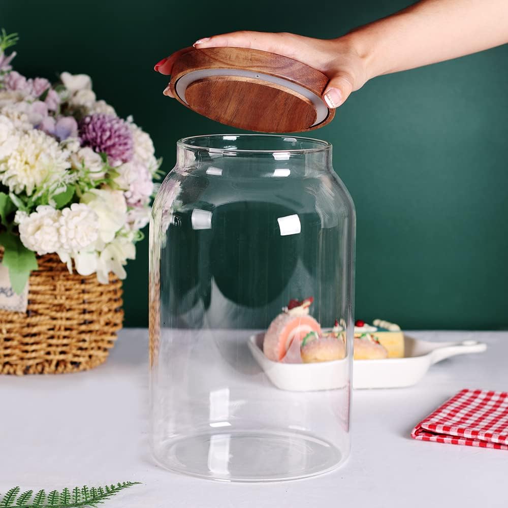 SAIOOL Glass Jars with Airtight Lid [Set of 4],Kitchen Canisters, Borosilicate Storage Containers,Retro Design, jars for Candy,Cookie,Rice,Sugar,Flour, Flour,Pasta,Nuts and Spice Jars