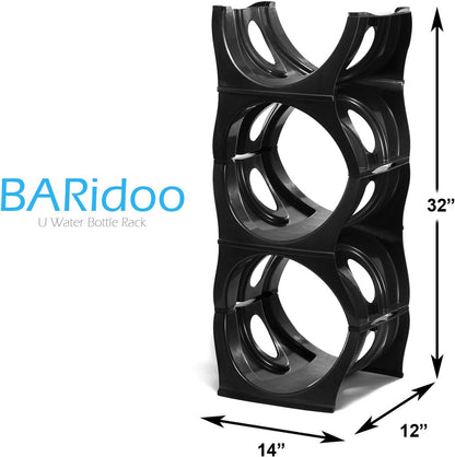 Bariboo Stackable Water Bottle Storage Rack Best Water Jugs 5 Gallon Organizer. Jug Holder for Kitchen, Cabinet and Office Organizing. Reinforced Polypropylene (Silver, 4 No Shelf)