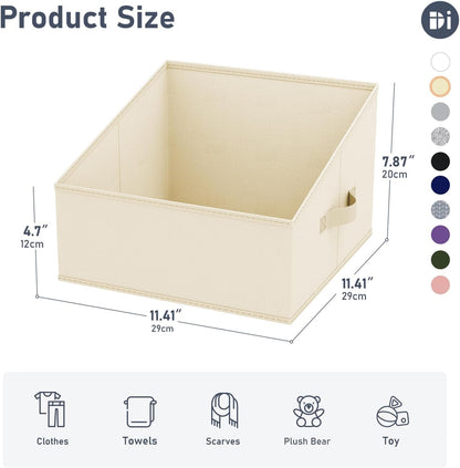 DIMJ Closet Storage Bins - Fabric Storage Baskets for Shelves, Collapsible Closet Organizers and Storage with Handles, Trapezoid Shelf Organization Storage Cubes for Purse, Toys, Books, Towel, Socks