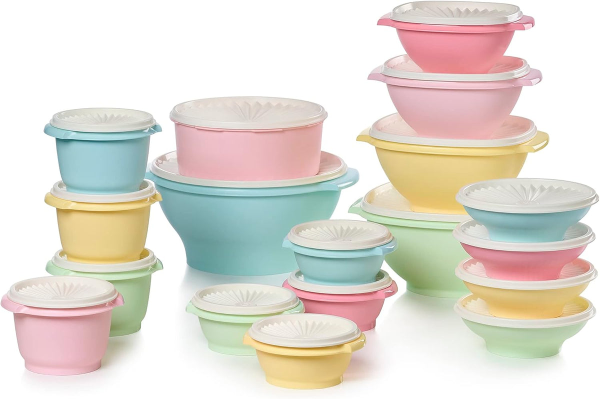 Tupperware Heritage Collection, New Food Storage Container Set in Vintage Pink, Dishwasher Safe and BPA Free (18 containers, 18 lids)