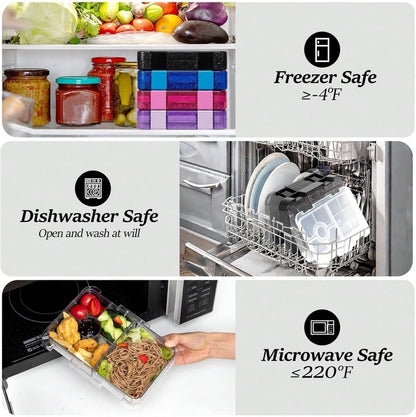 Bento Lunch Box for Kids, 6 Compartments BPA Free, Dishwasher Safe Back to School Snack Bento Lunch Containers Boxes, Ideal Portion Sizes for On-the-Go Meal, Ages 3+, School, Green Patterned