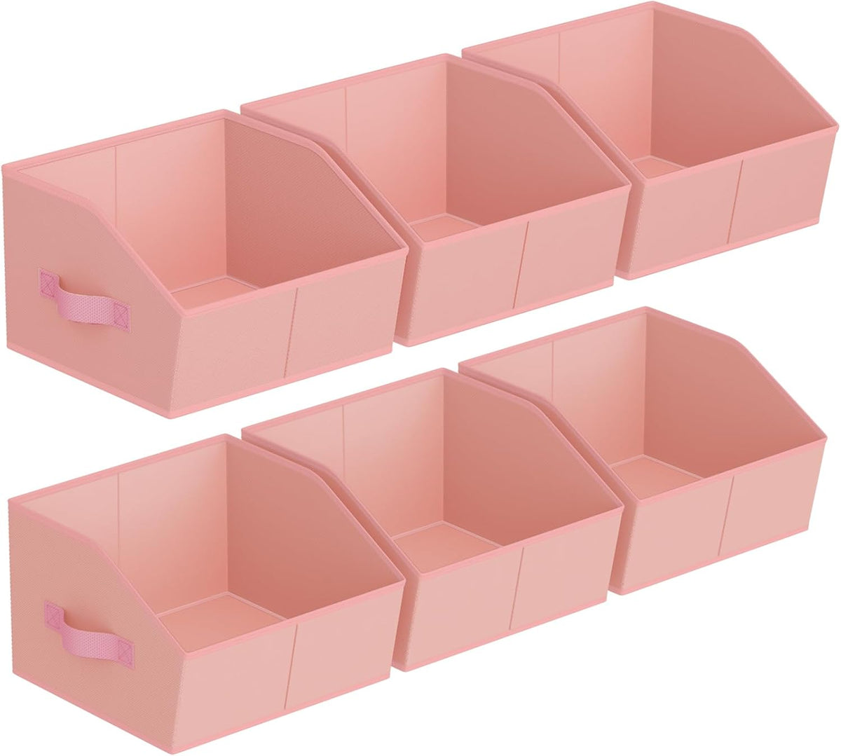 Homsorout Closet Organizers Bins 6 Packs - Large Closet Shelf Organizer with Handles, Fabric Trapezoid Storage Bins, Collapsible Storage Cubes for Clothes, Towels, Light Gray