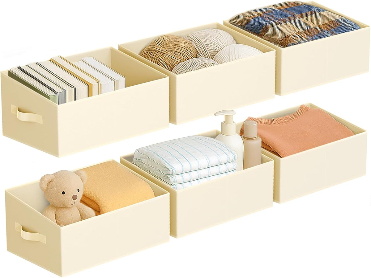 DIMJ Closet Storage Bins - Fabric Storage Baskets for Shelves, Collapsible Closet Organizers and Storage with Handles, Trapezoid Shelf Organization Storage Cubes for Purse, Toys, Books, Towel, Socks