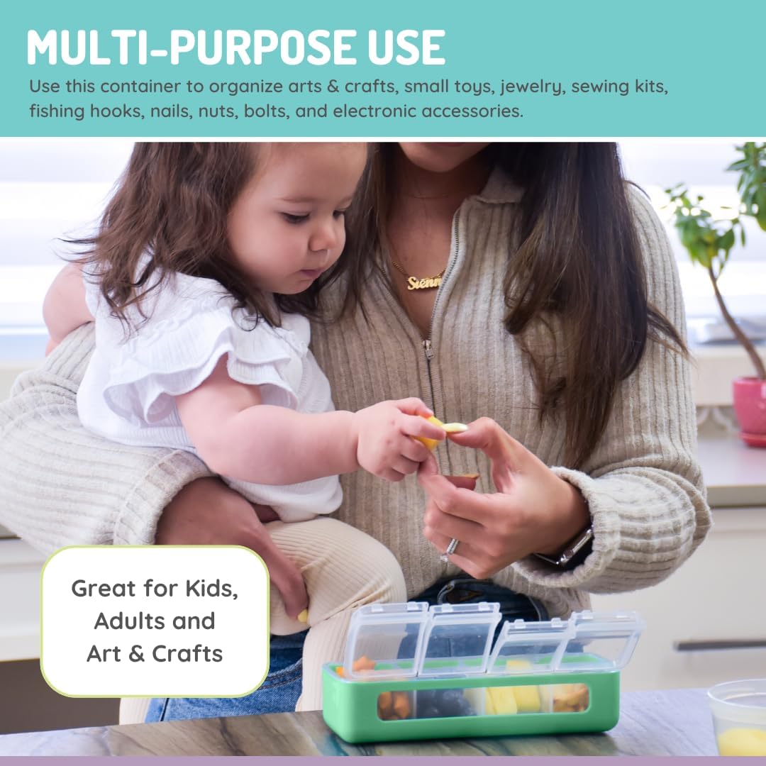 melii Snackle Box | 4 Compartment Snack Container with Individual Lids, BPA-Free Food Storage for Travel, School & On-the-Go Snacks, Kids & Family Organizer (Berry)