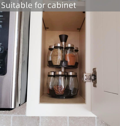 Revolving Spice Rack Organizer Countertop, Spinning Spice Storage Rack Tower Organizer with 12 Empty Jars, Rotating Spice Holder Shelf Seasoning Rack Shelf, Spice Seasoning Bottle Organizer
