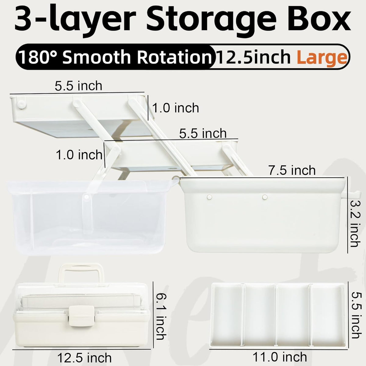 TERGOO 12.5in 3-Layer Multipurpose Craft Organizers and Storage with Adjustable Dividers, Portable Tackle Box, Folding Art & Craft Case for Medicine, Tool, Sewing Organizer (Haze Green)