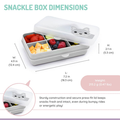melii Snackle Box | 6-Compartment Divided Snack Container, BPA-Free Food Storage with Removable Dividers for School, Travel & On-the-Go Snacking Purple Cat