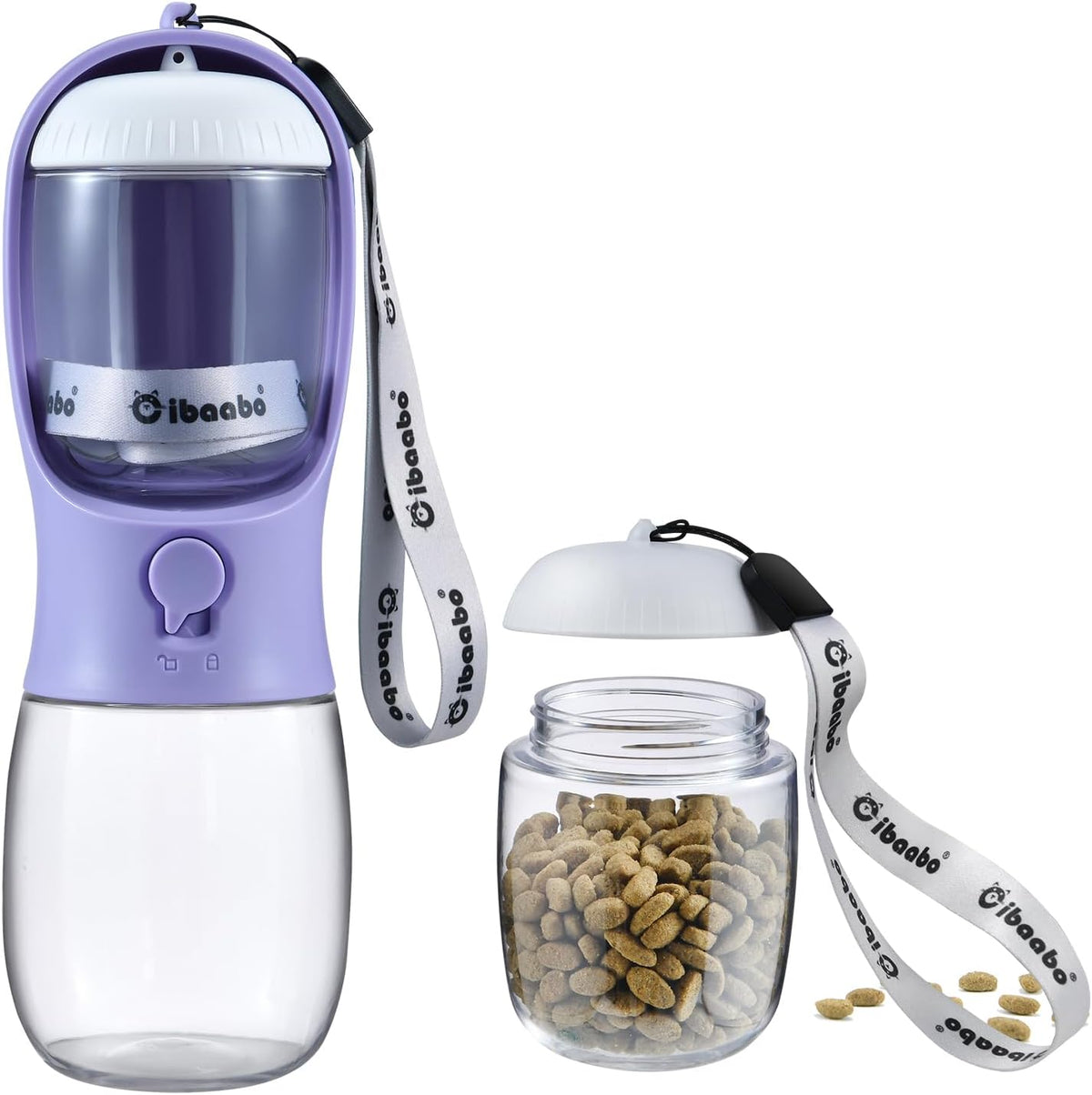 Cibaabo Dog Water Bottle with Food Container, Travel Puppy Water Bowl, Portable Pet Dispenser, Girl Dog Mom Gifts Accessories Stuff Essentials Necessities for Yorkie Chihuahua Cat Walking and Hiking