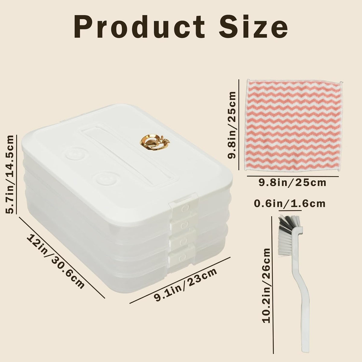 4-layer Food Storage Containers With Lids Airtight Cleaning brushes and cloths, Snacklebox Carrier to Keep Fresh, Plastic Storage Containers for Cupcake Cookie Pizza Dumpling Pie Sugar