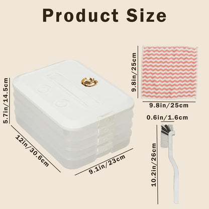 4-layer Food Storage Containers With Lids Airtight Cleaning brushes and cloths, Snacklebox Carrier to Keep Fresh, Plastic Storage Containers for Cupcake Cookie Pizza Dumpling Pie Sugar